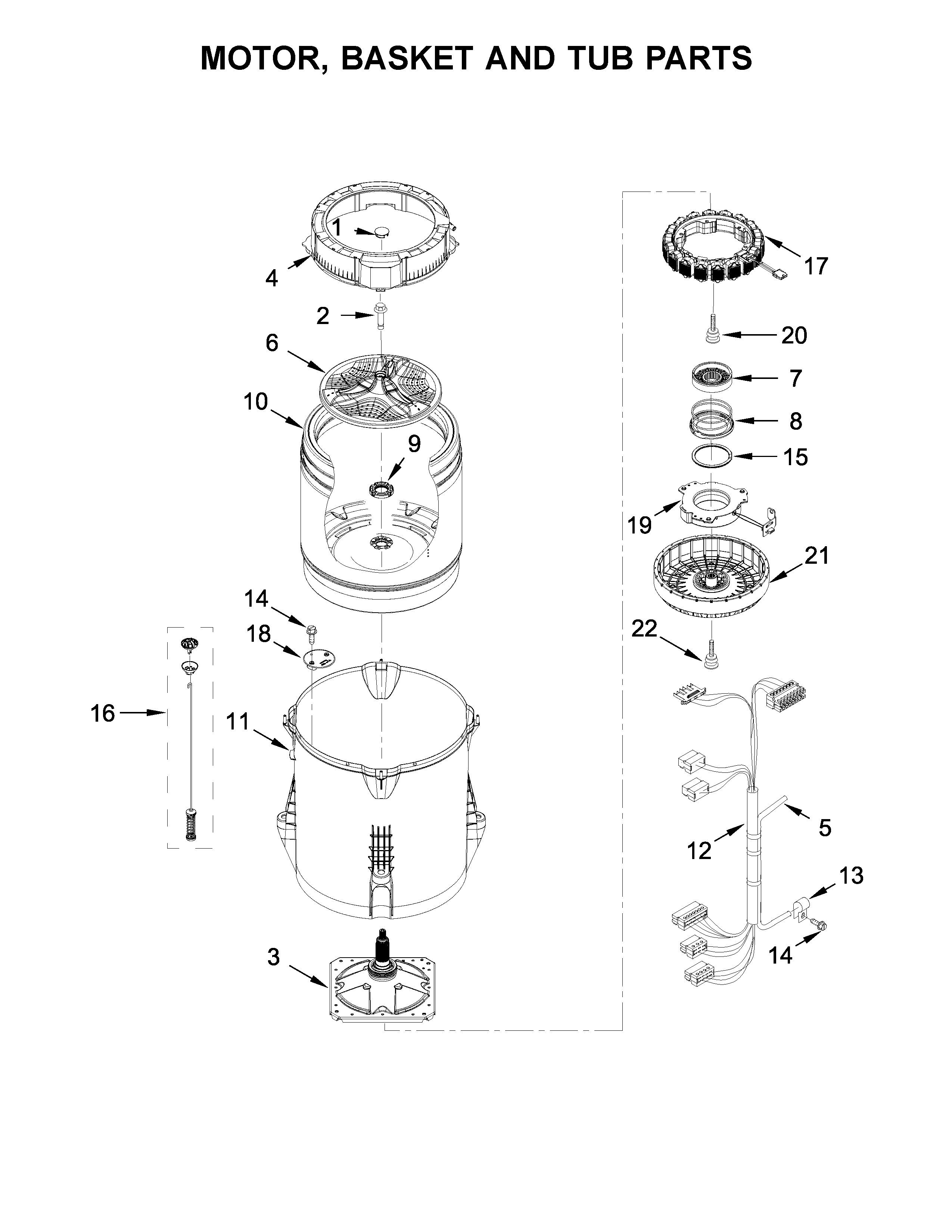 MOTOR, BASKET AND TUB PARTS