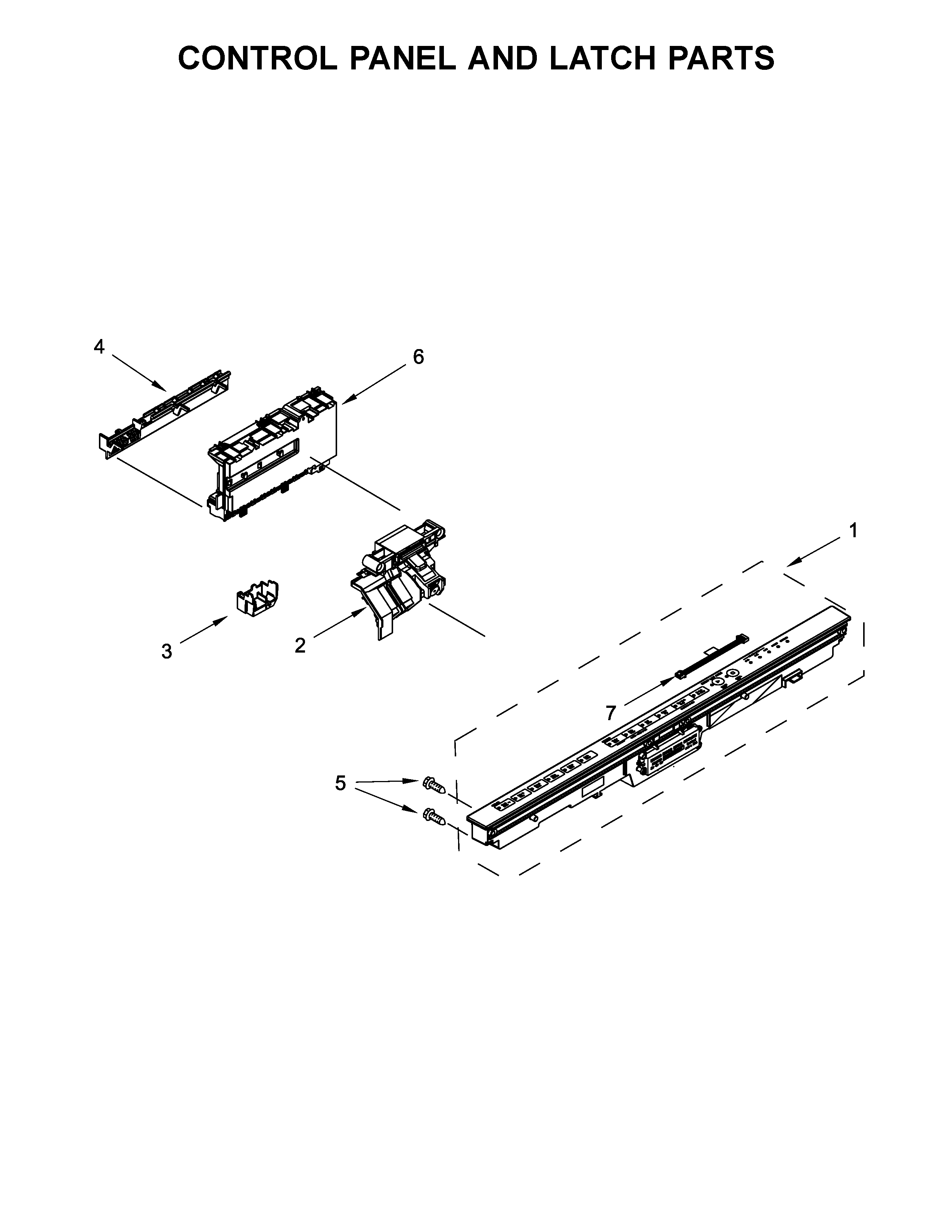 Control panel and latch parts