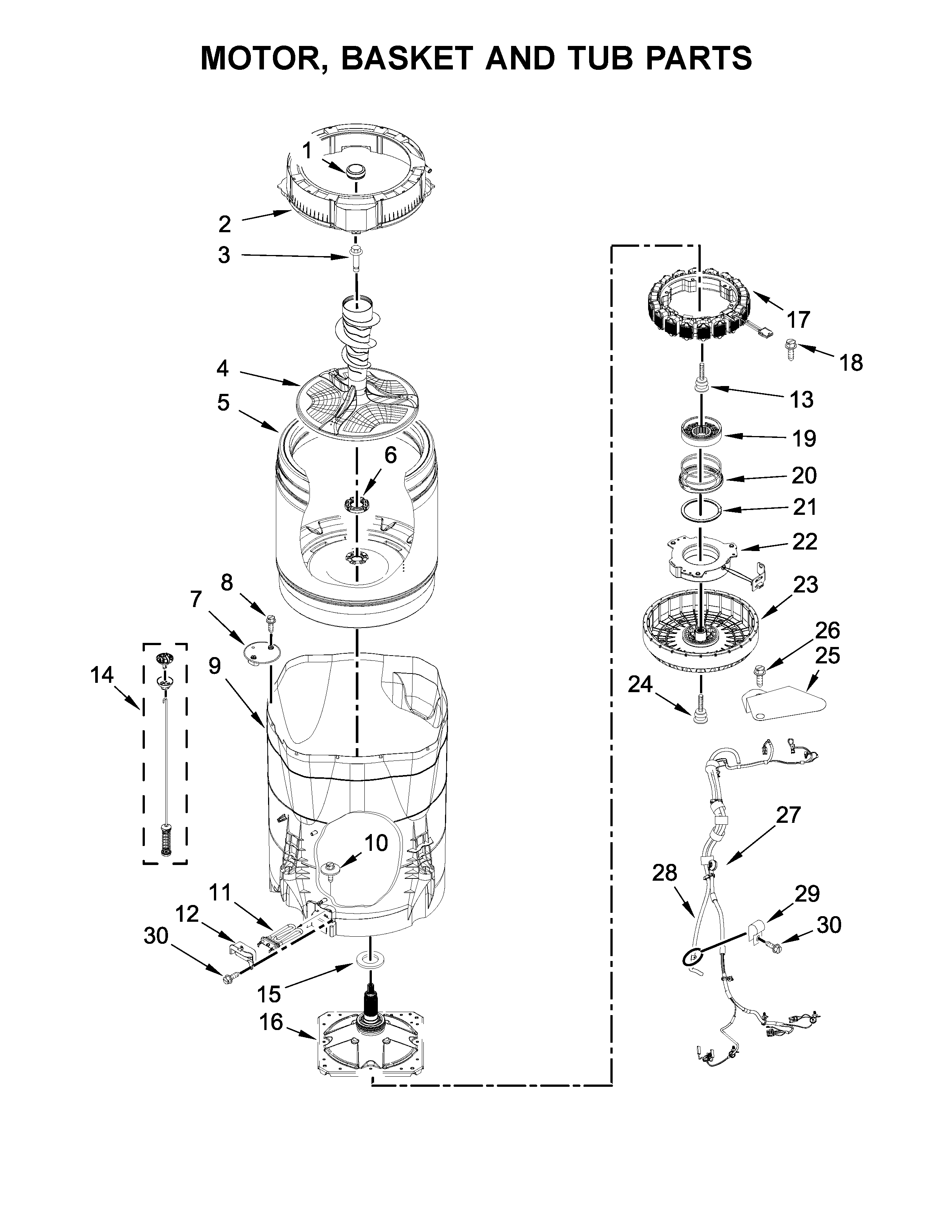 MOTOR, BASKET AND TUB PARTS