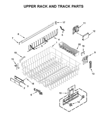 Upper rack and track parts