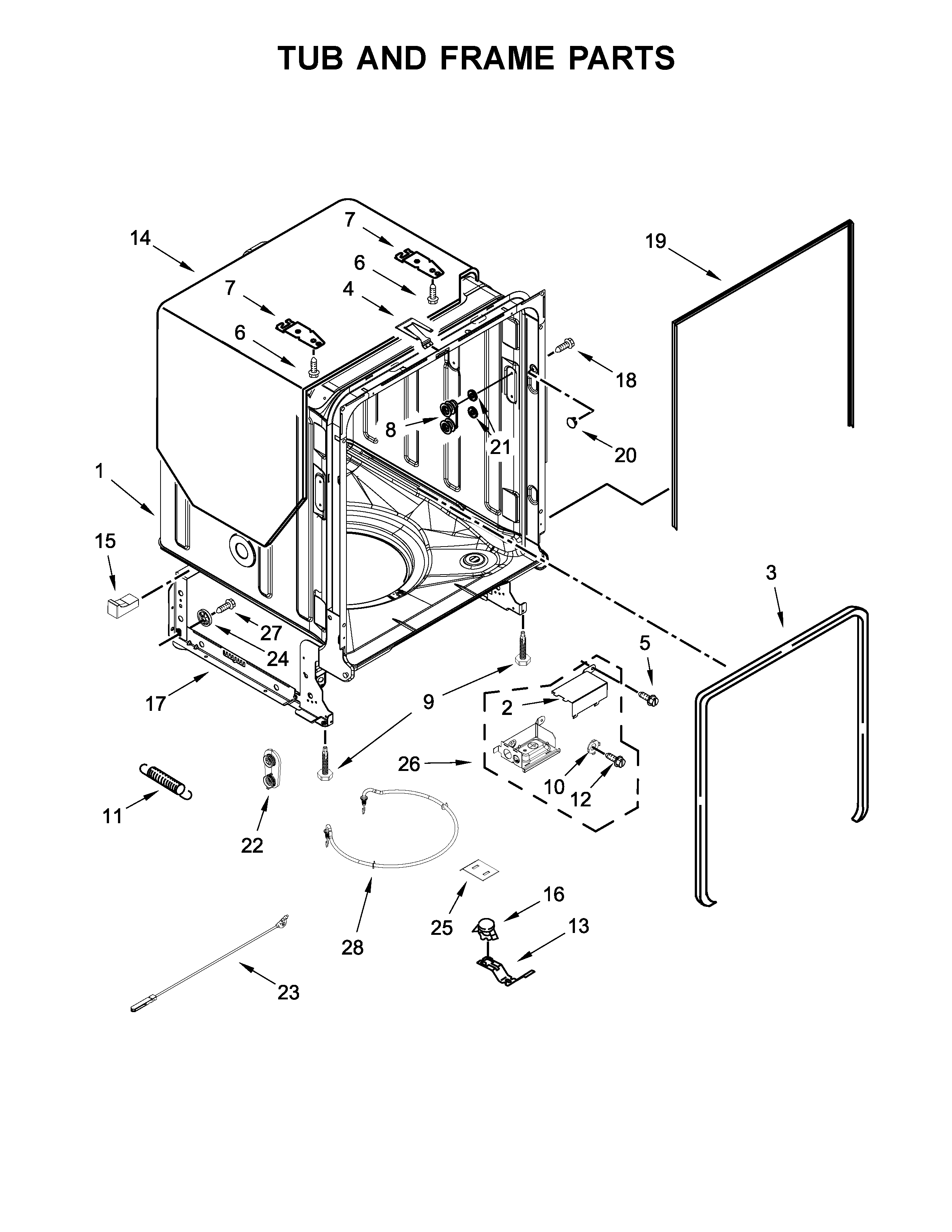 TUB AND FRAME PARTS