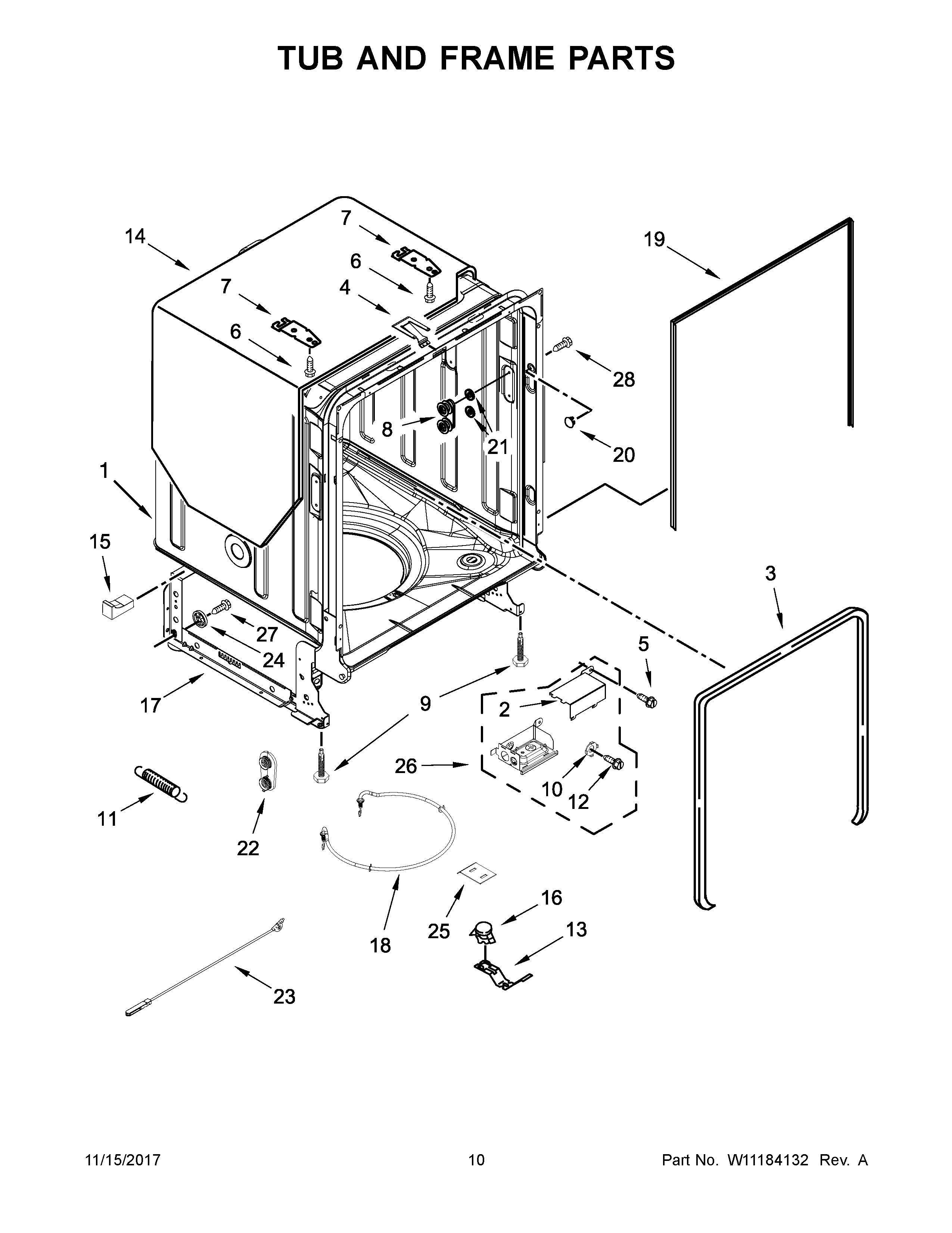 TUB AND FRAME PARTS