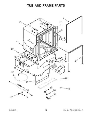 Tub and frame parts