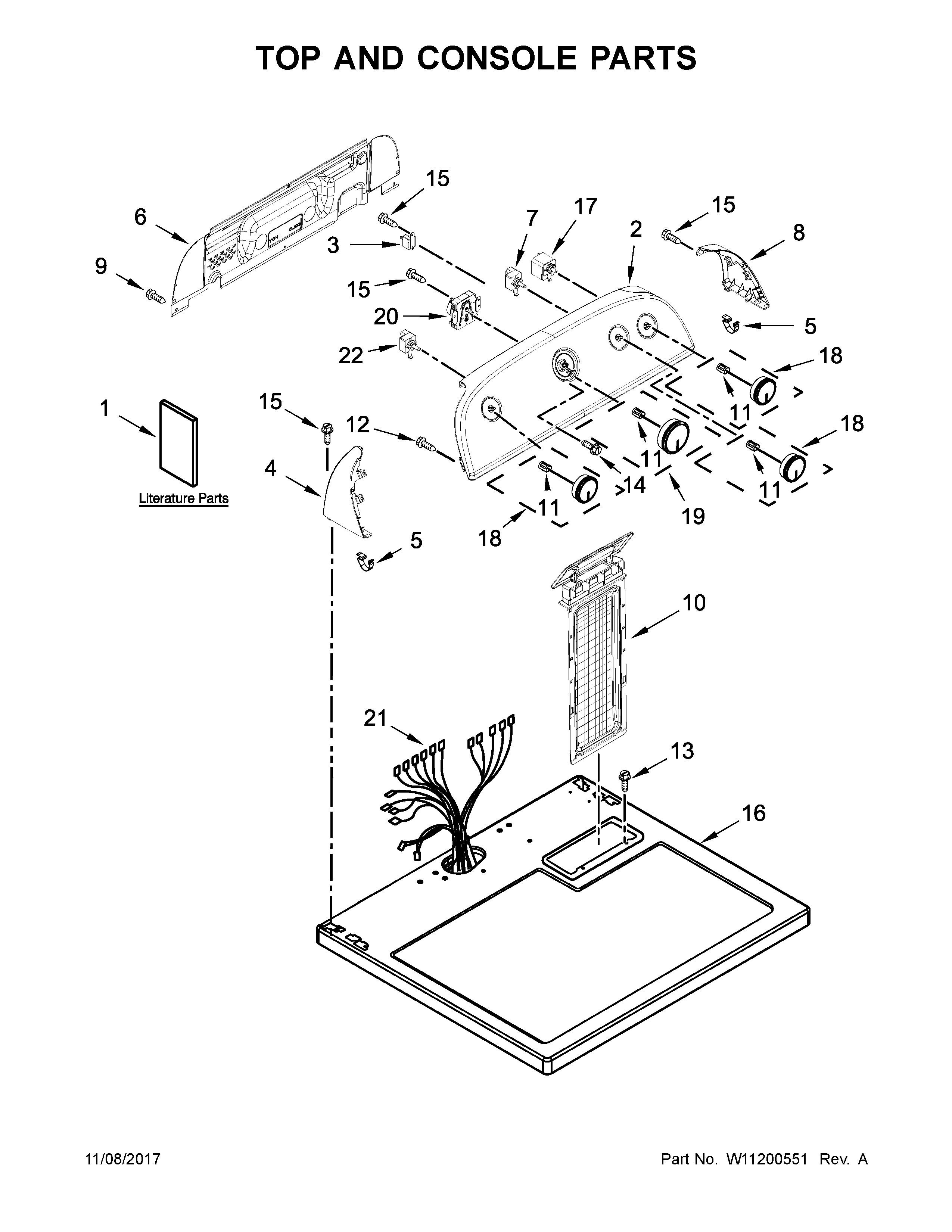 Top and console parts