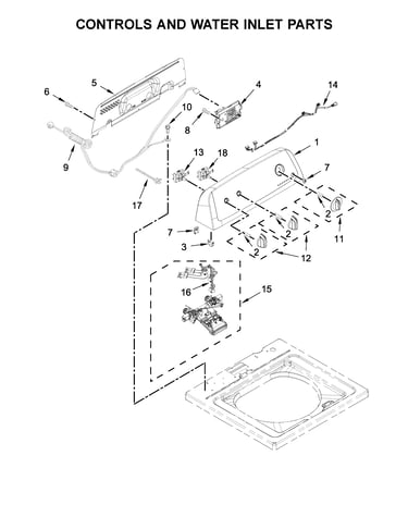 Controls and water inlet parts