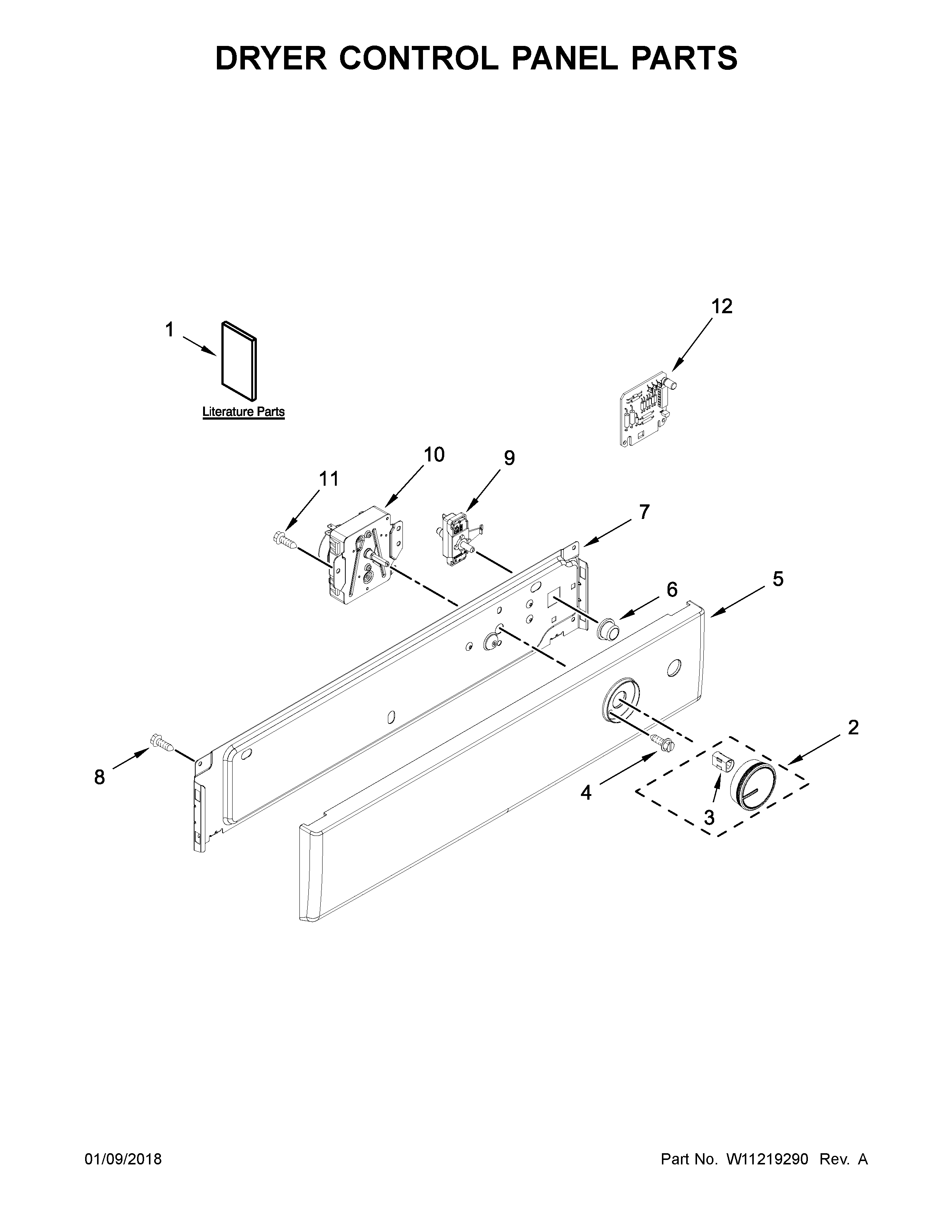 Dryer control panel parts
