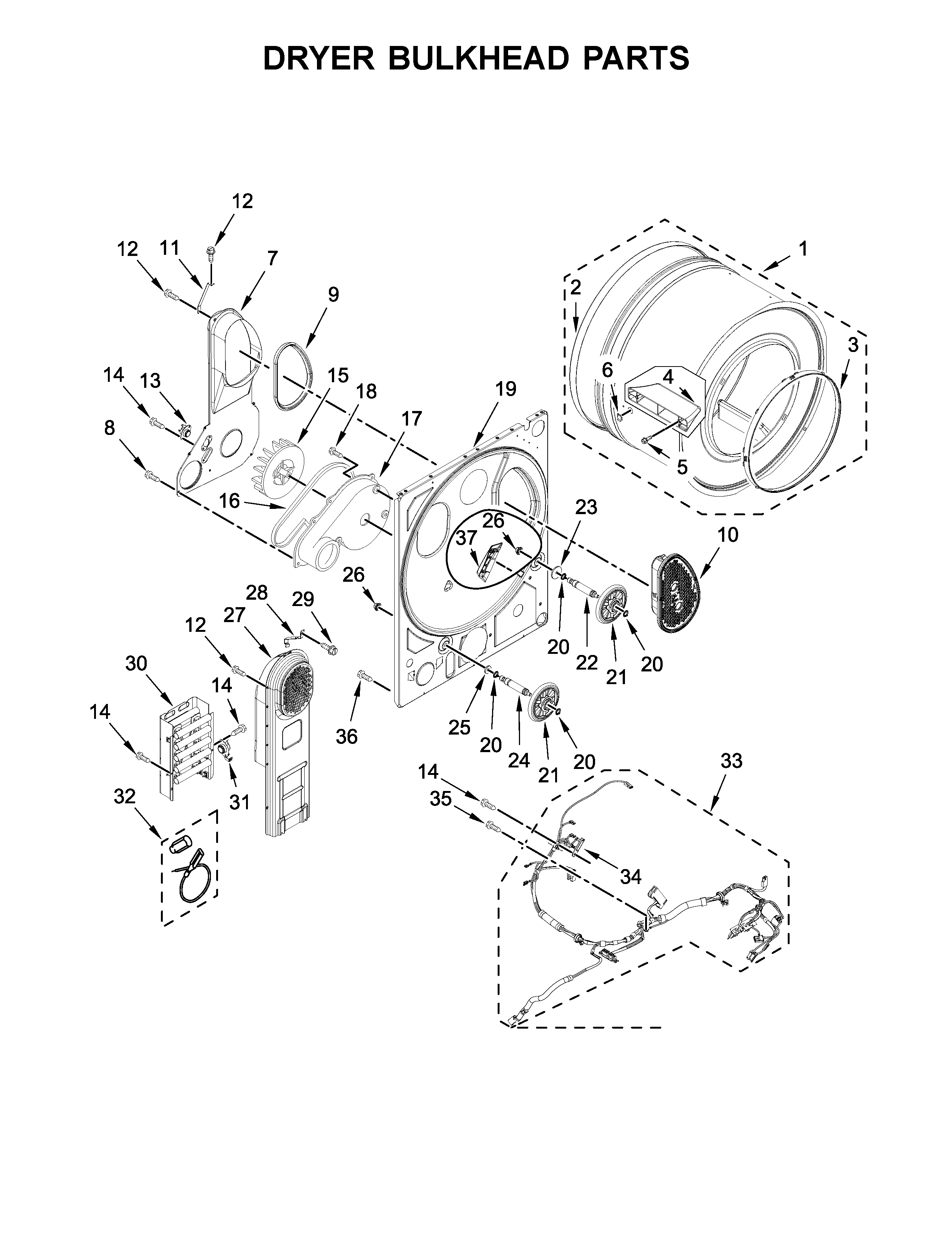 Dryer bulkhead parts