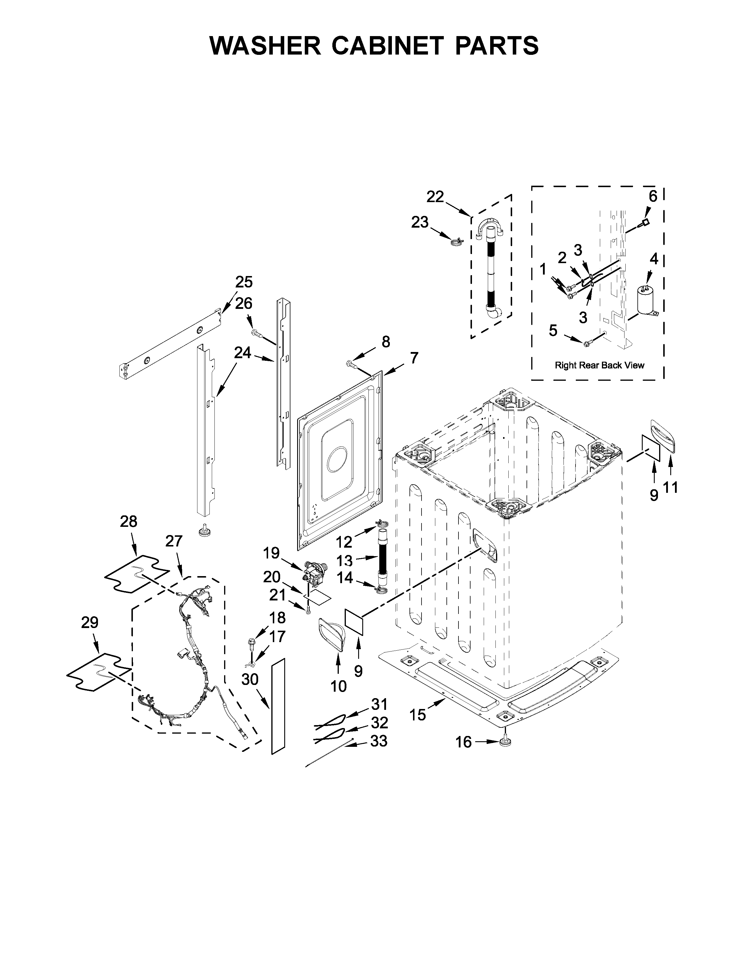 Washer cabinet parts