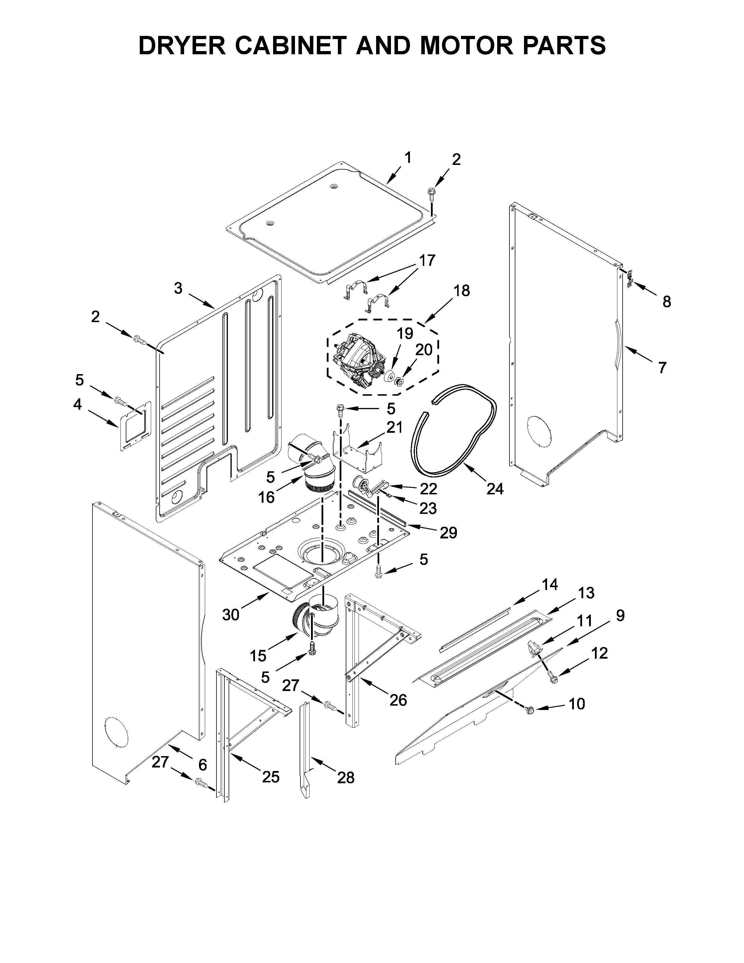 DRYER CABINET AND MOTOR PARTS