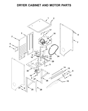 Dryer cabinet and motor parts