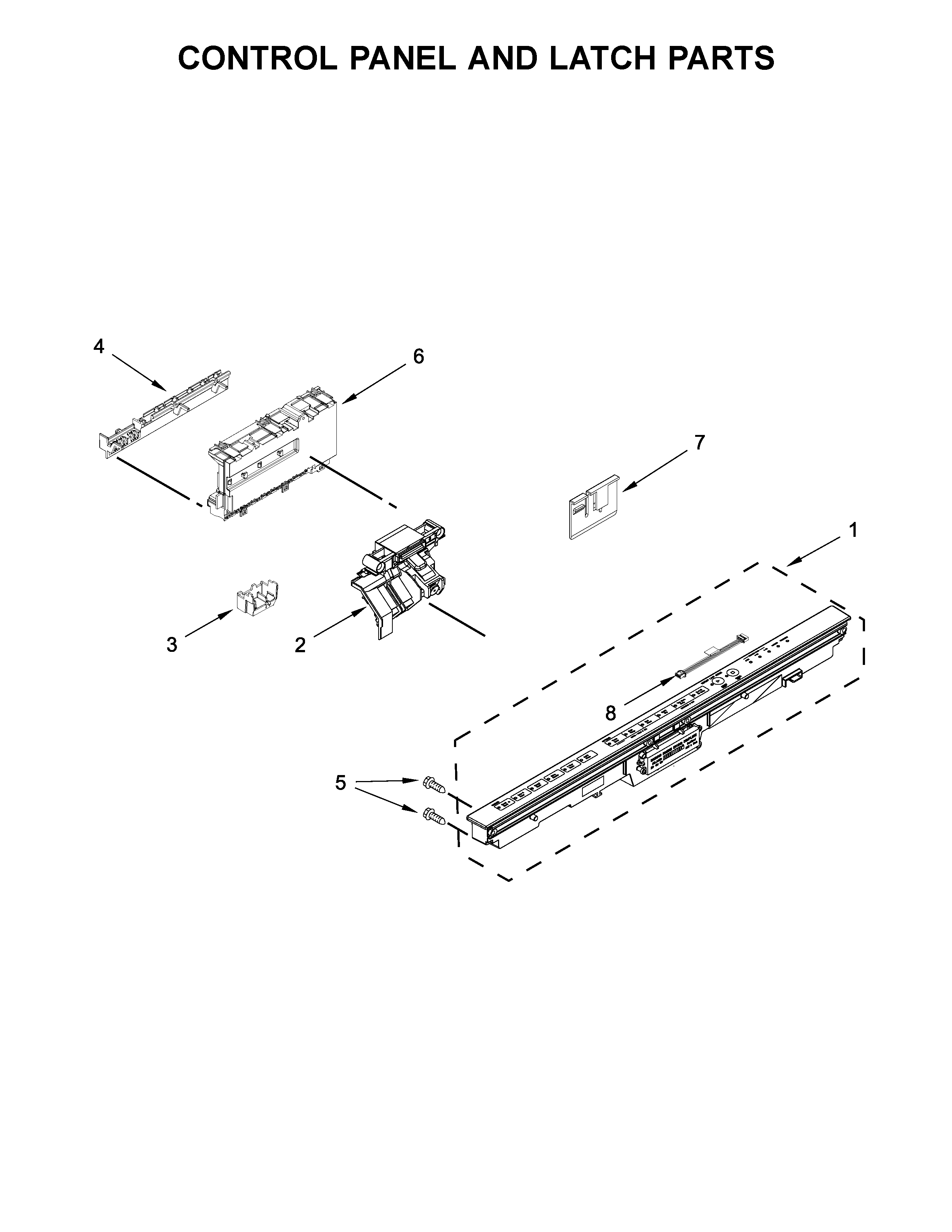 Control panel and latch parts