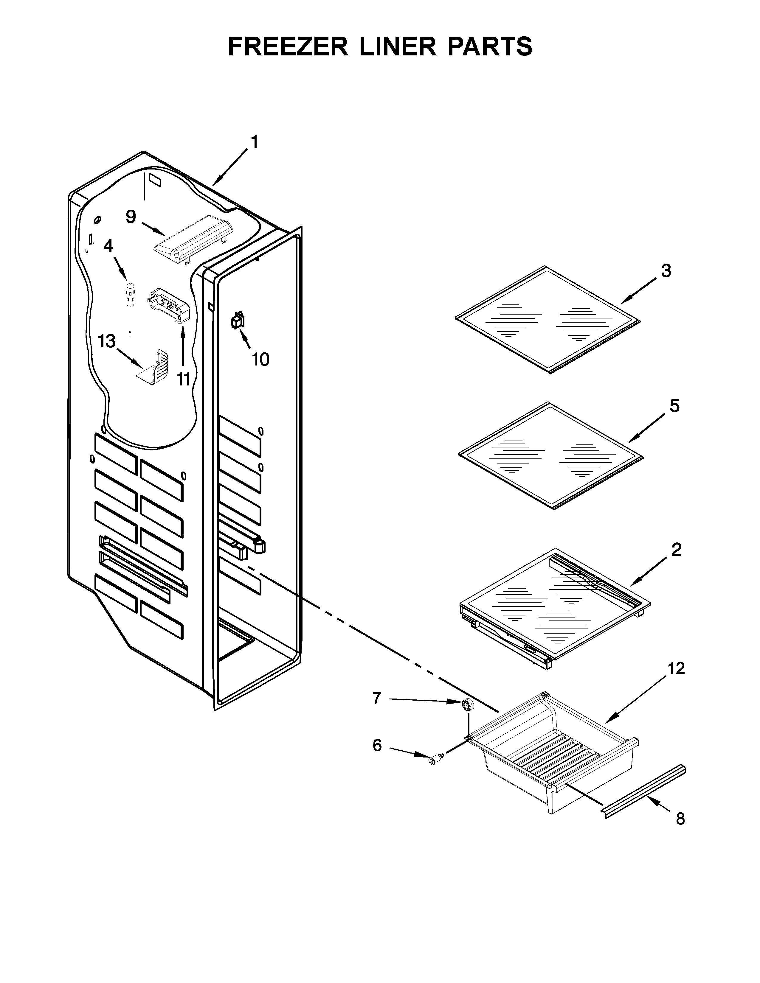 Freezer liner parts