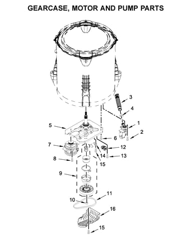 Gearcase, motor and pump parts