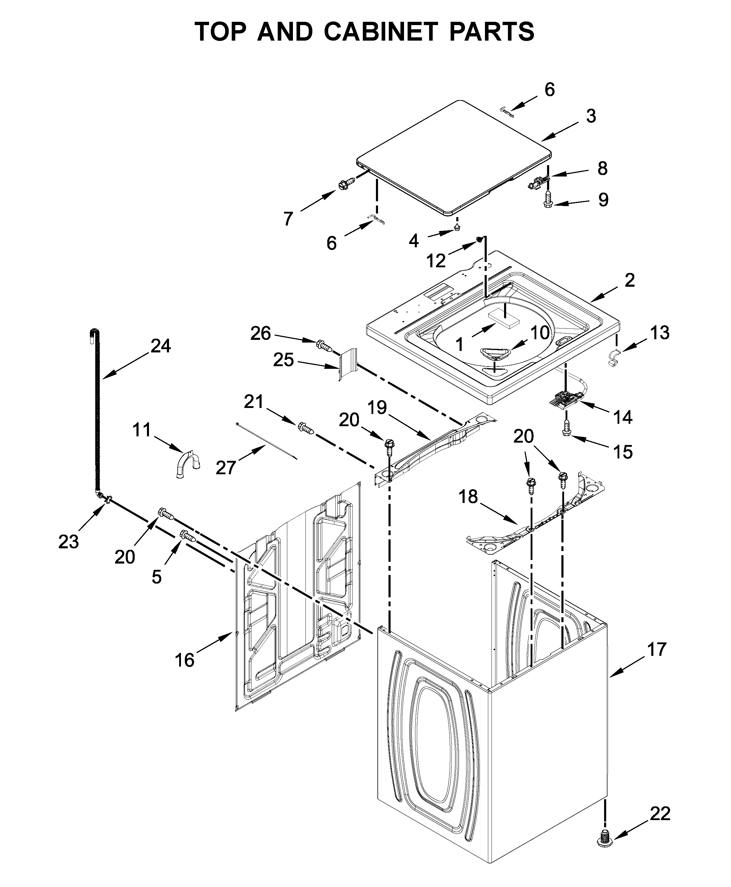 Top and cabinet parts