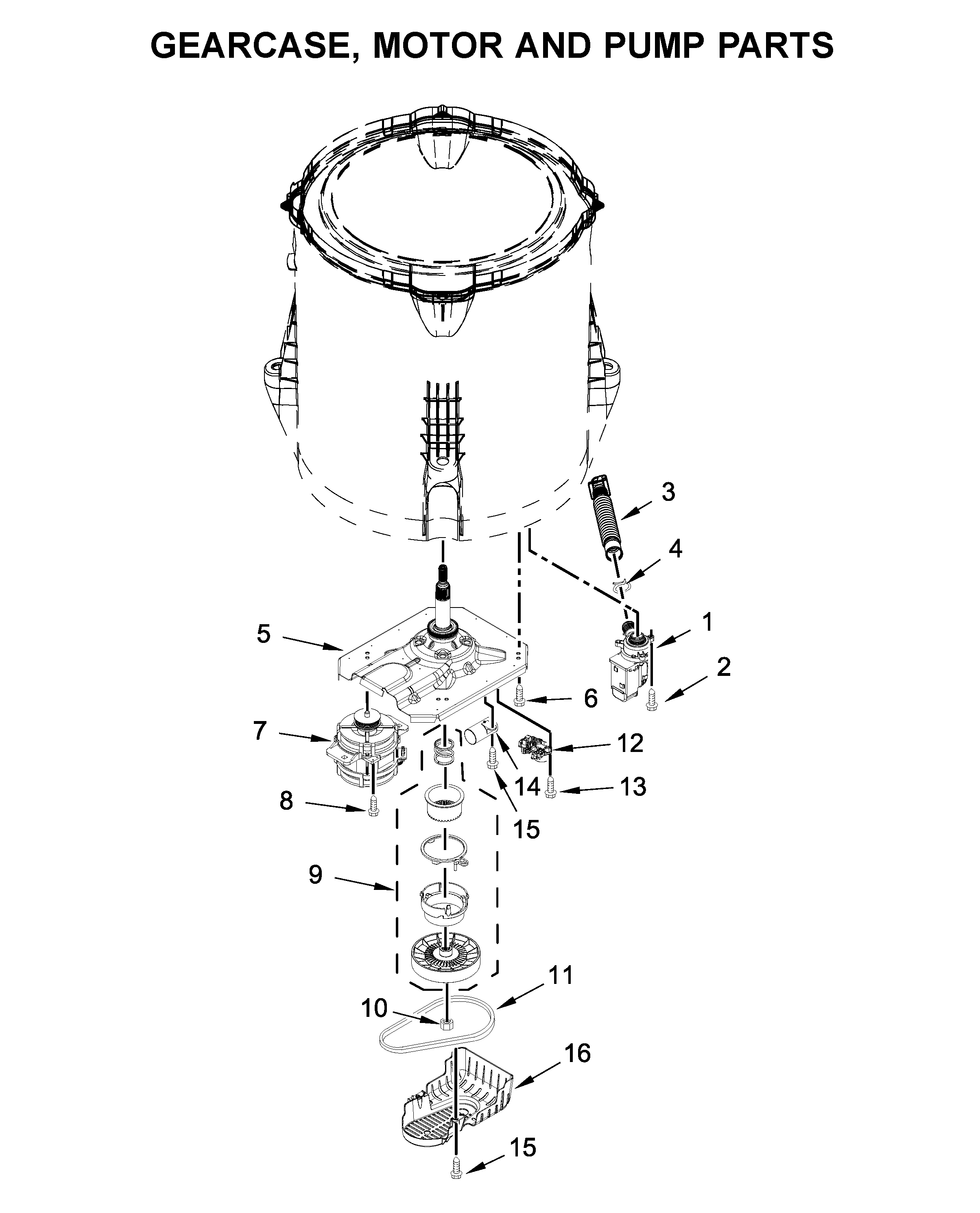 GEARCASE, MOTOR AND PUMP PARTS