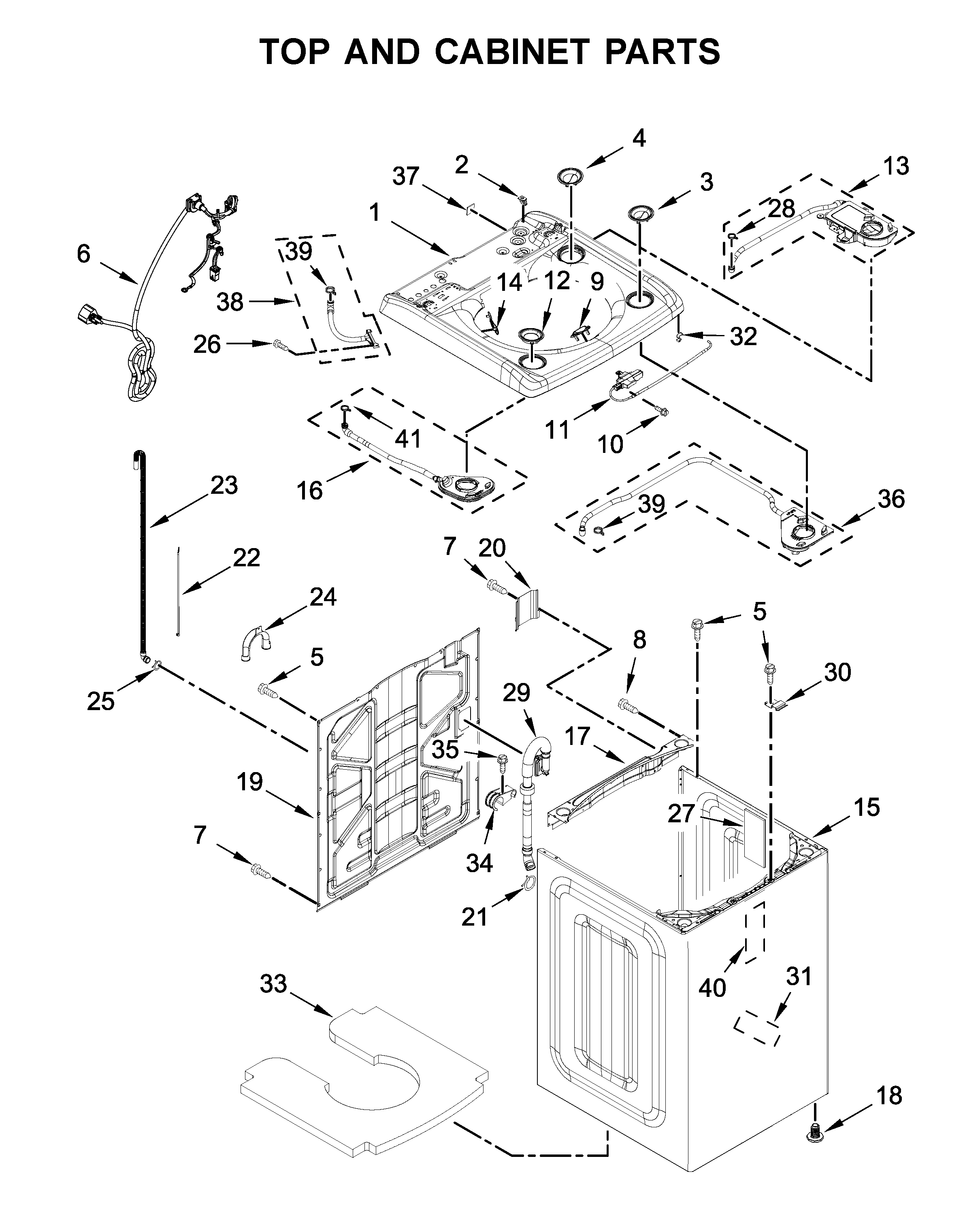 Top and cabinet parts