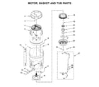 Kenmore 11031633612 motor, basket and tub parts diagram