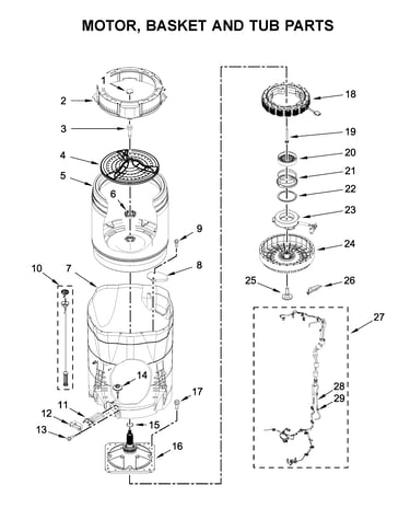 Motor, basket and tub parts