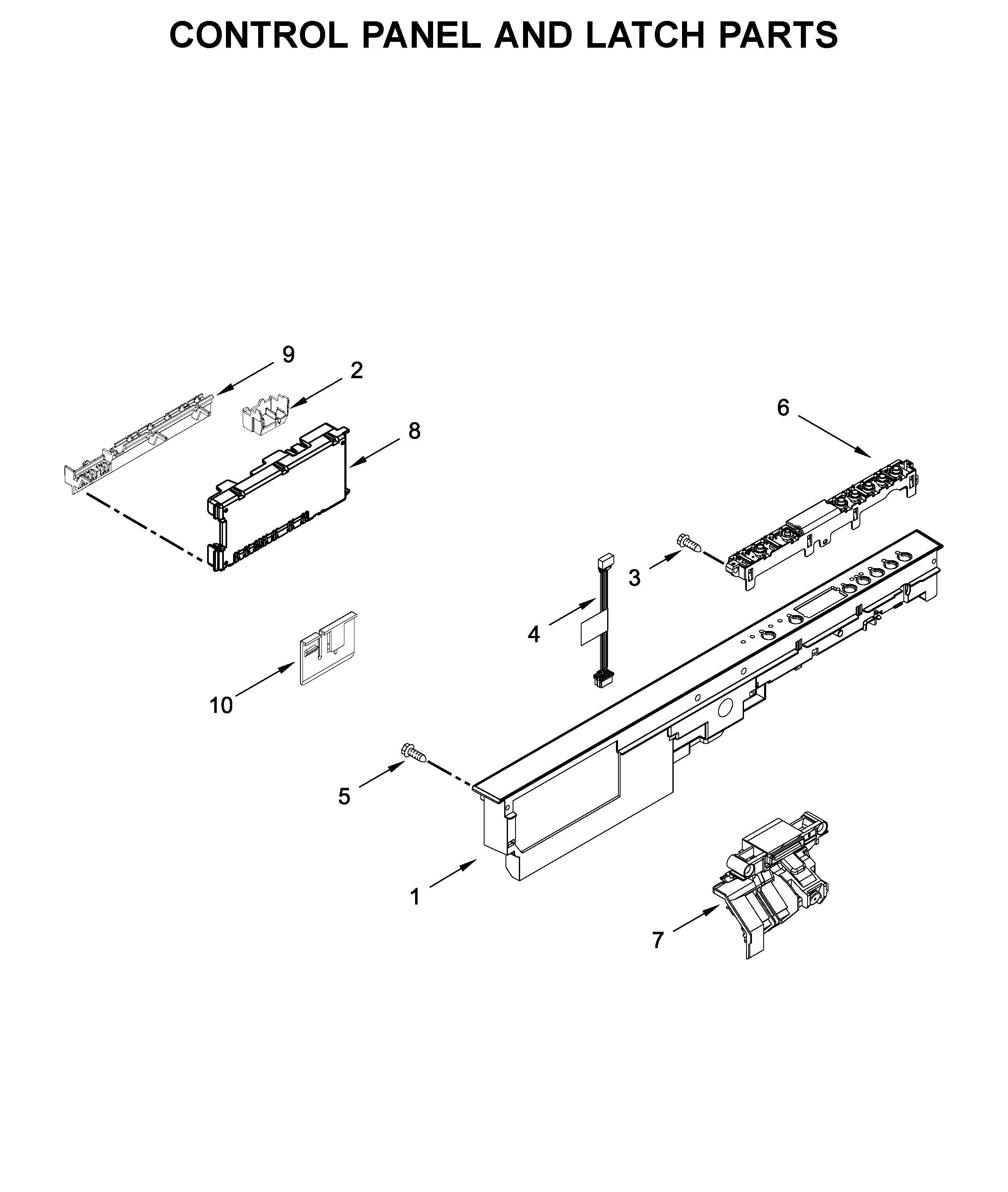 Control panel and latch parts