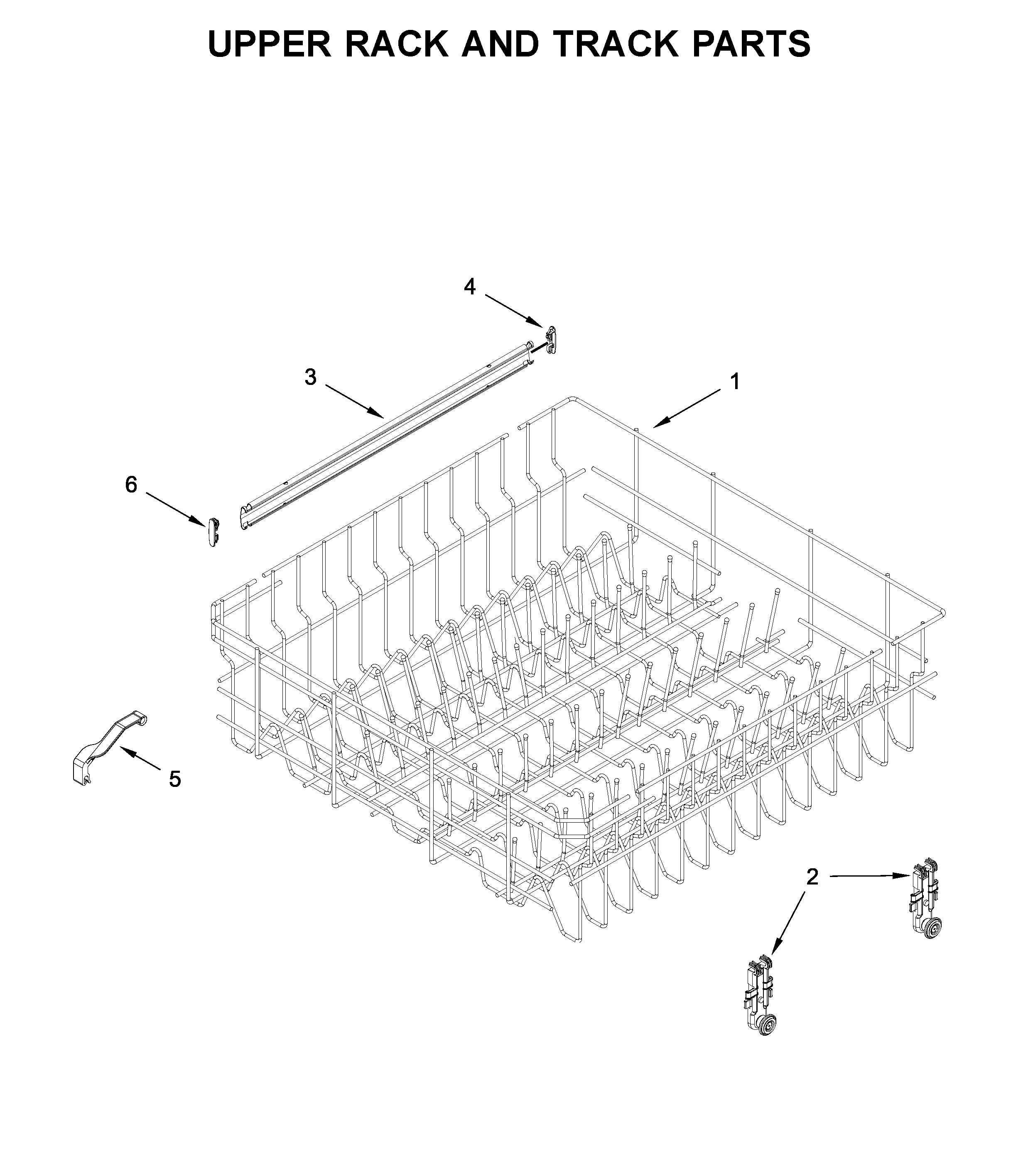 Upper rack and track parts