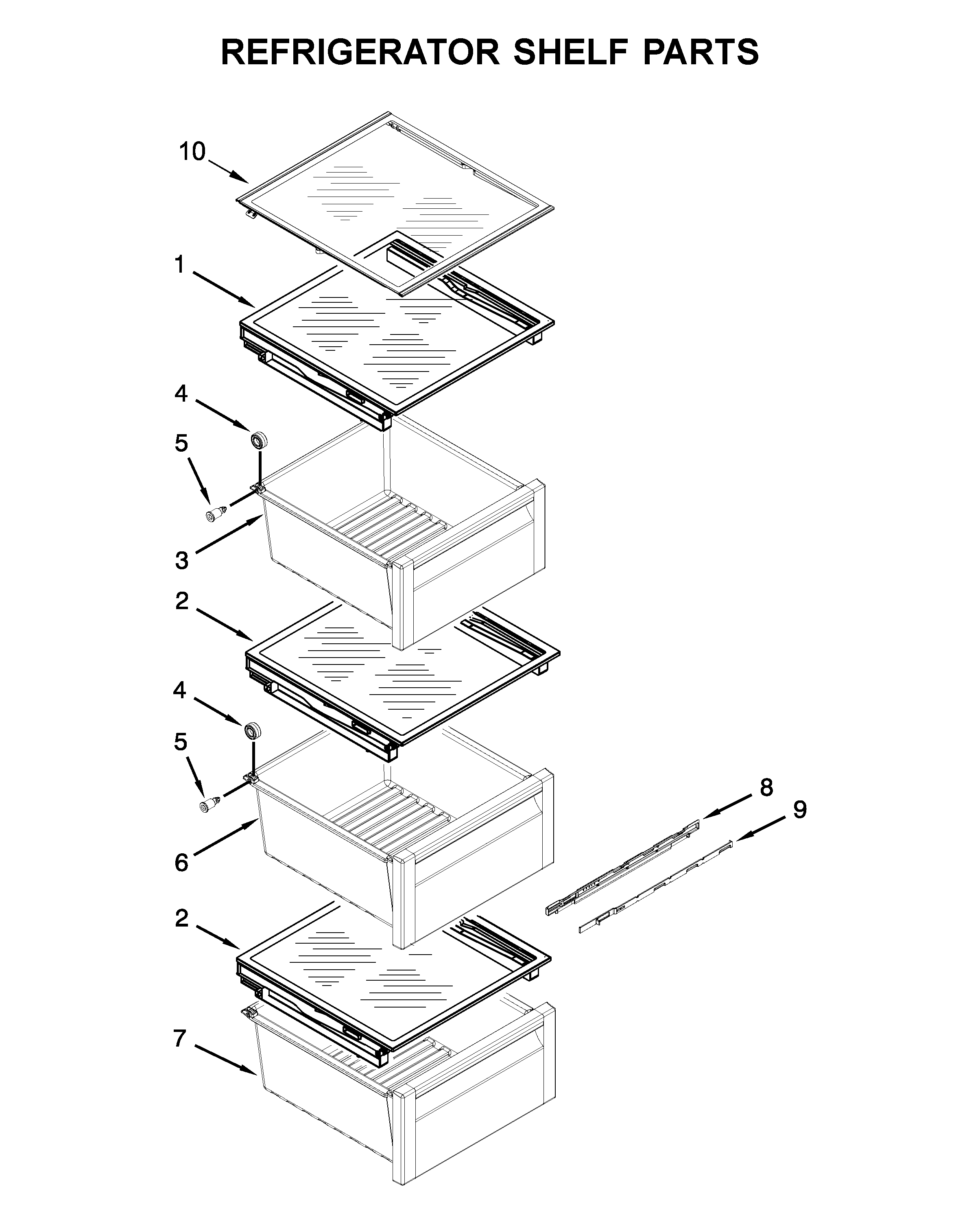 Refrigerator shelf parts