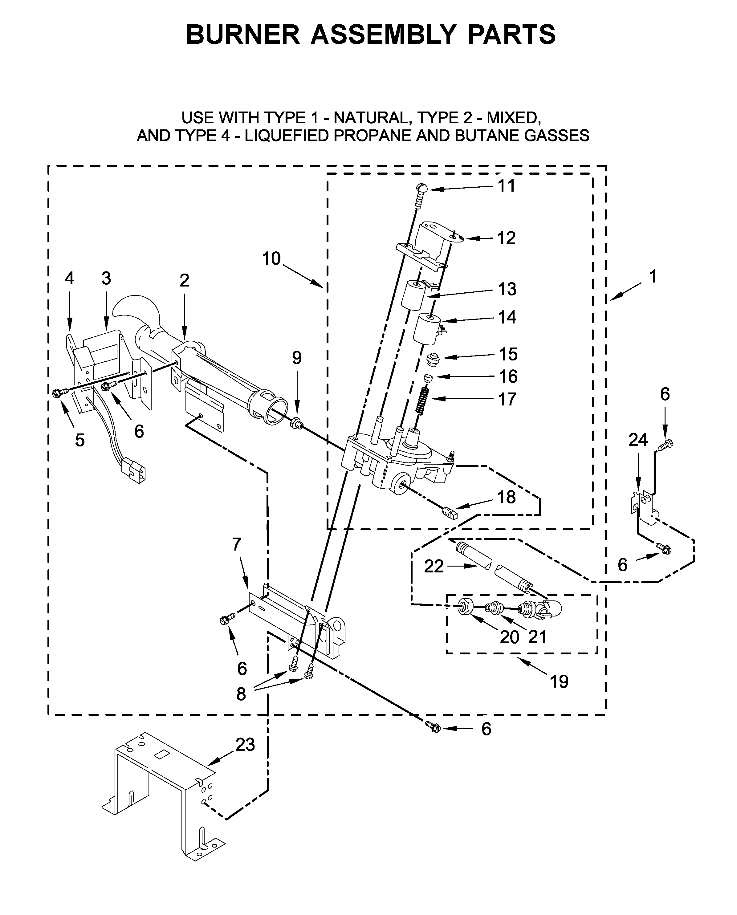 Burner assembly parts