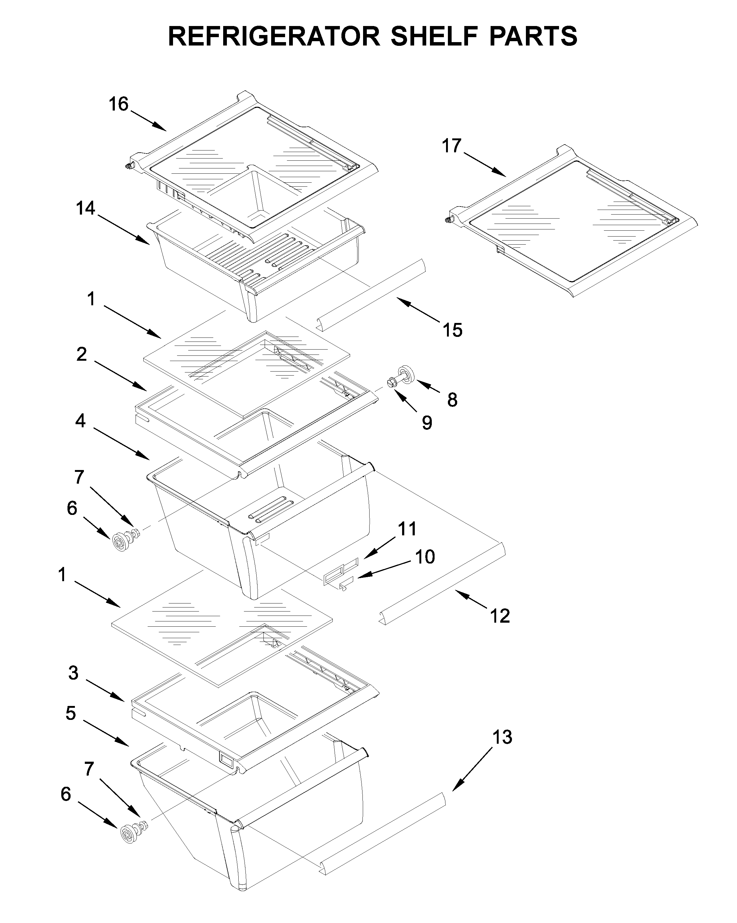 Refrigerator shelf parts