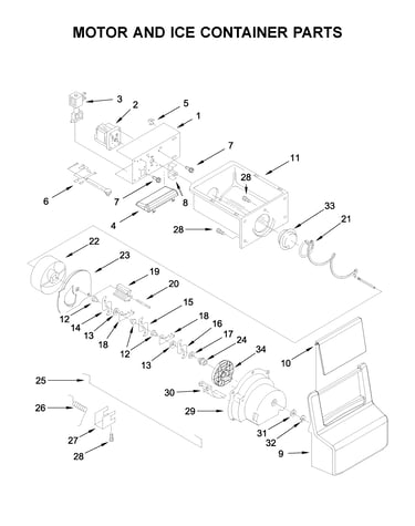 Motor and ice container parts