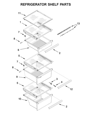 Refrigerator shelf parts