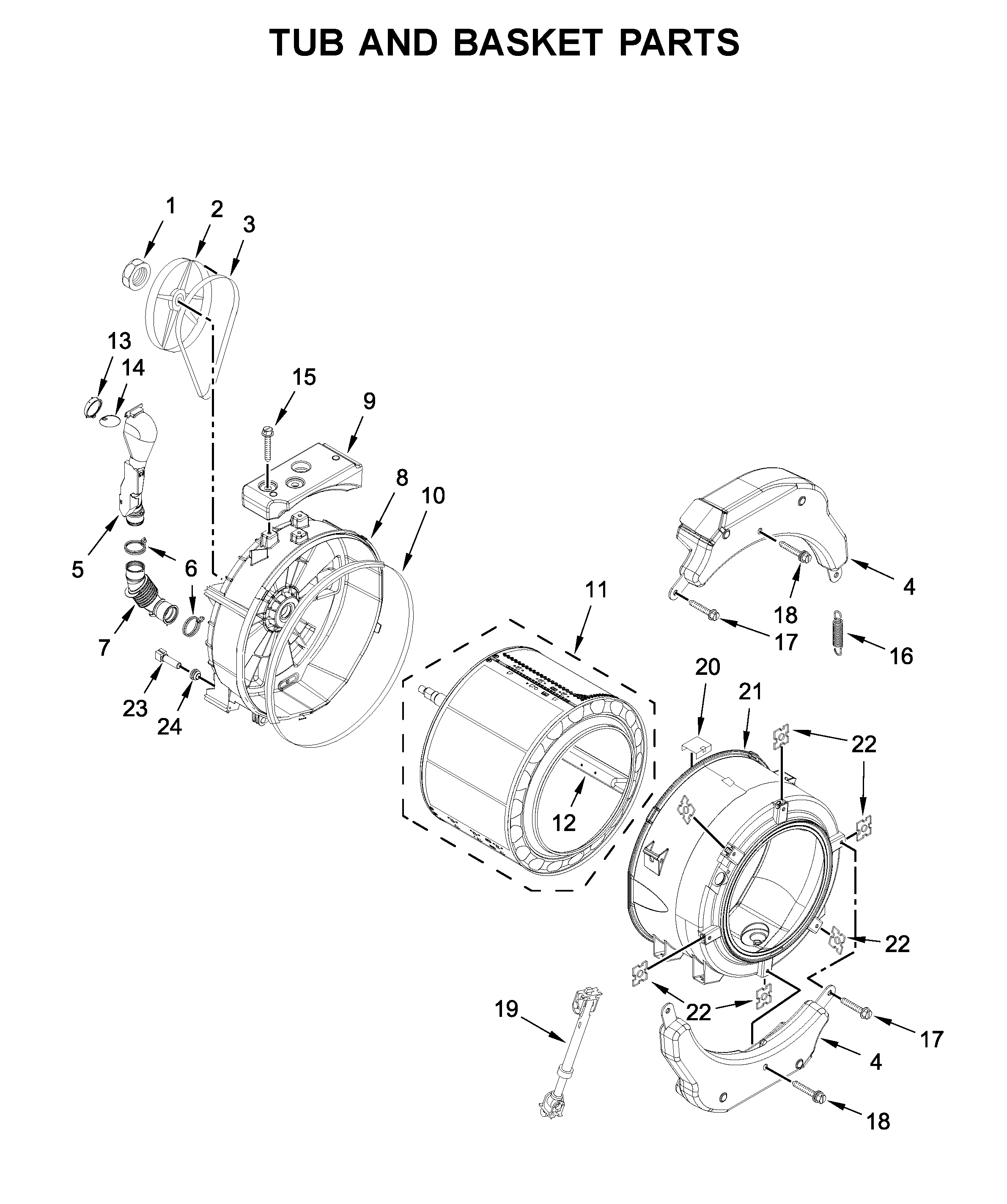 Tub and basket parts
