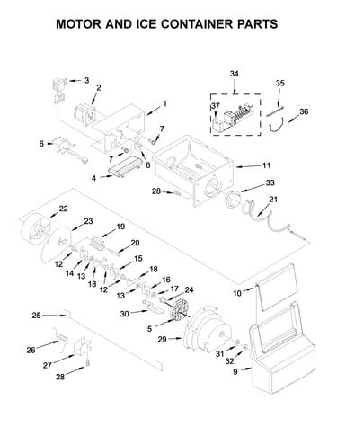 Motor and ice container parts