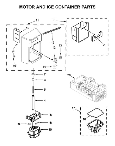 Motor and ice container parts