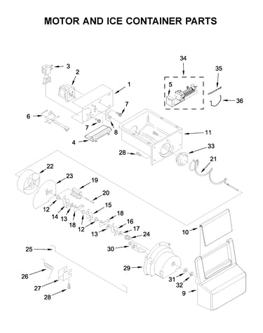 Motor and ice container parts