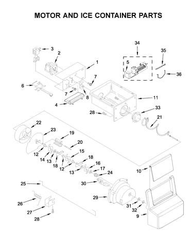 Motor and ice container parts