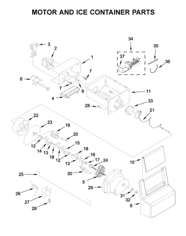 Motor and ice container parts