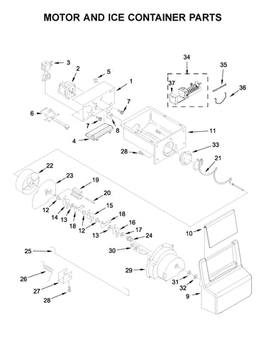 Motor and ice container parts