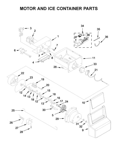 Motor and ice container parts