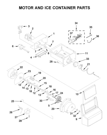 Motor and ice container parts
