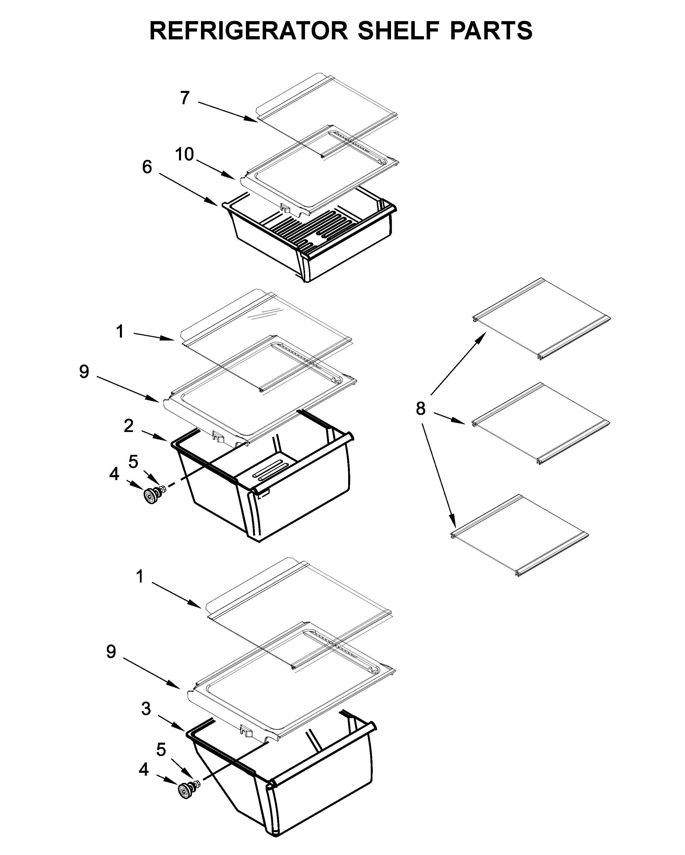 Refrigerator shelf parts