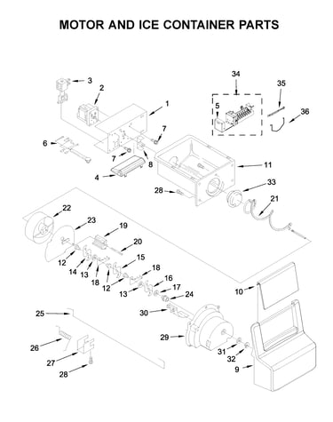 Motor and ice container parts
