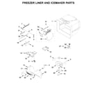 Kenmore 59679313511 freezer liner and icemaker parts diagram