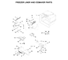 Kenmore 59679343511 freezer liner and icemaker parts diagram