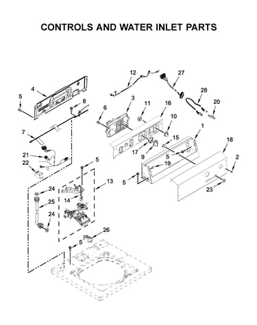 Controls and water inlet parts
