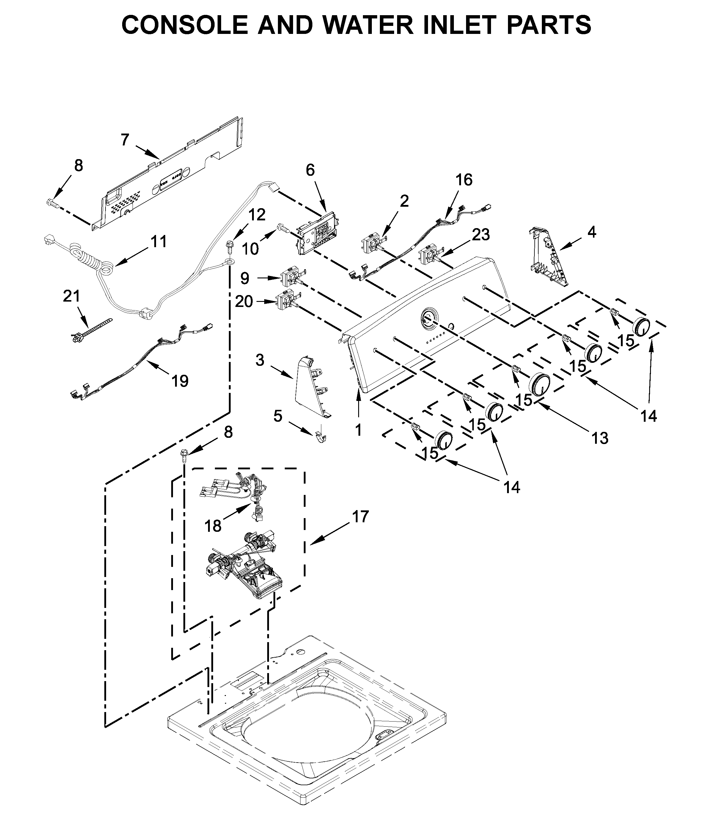 CONSOLE AND WATER INLET PARTS