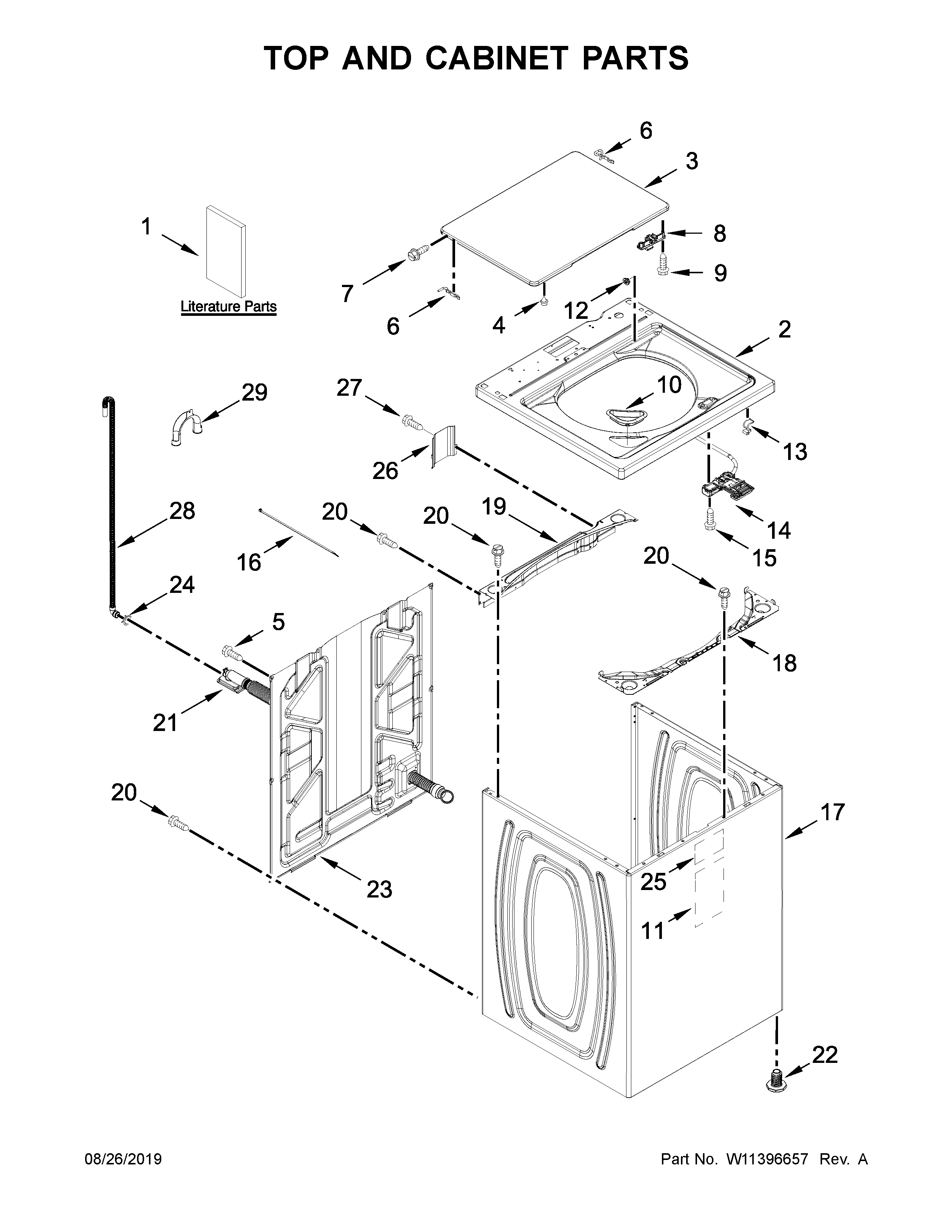 Top and cabinet parts