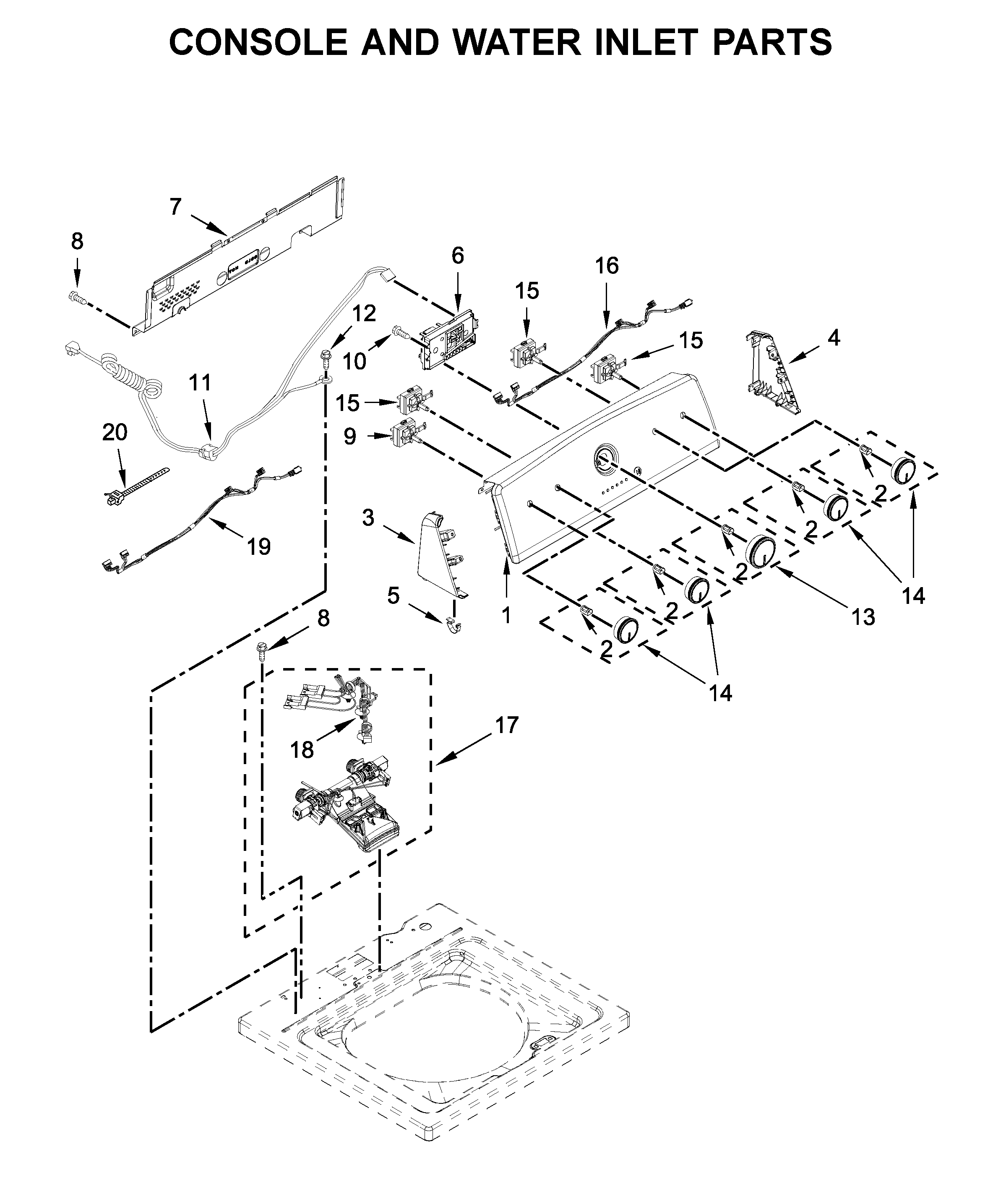 CONSOLE AND WATER INLET PARTS