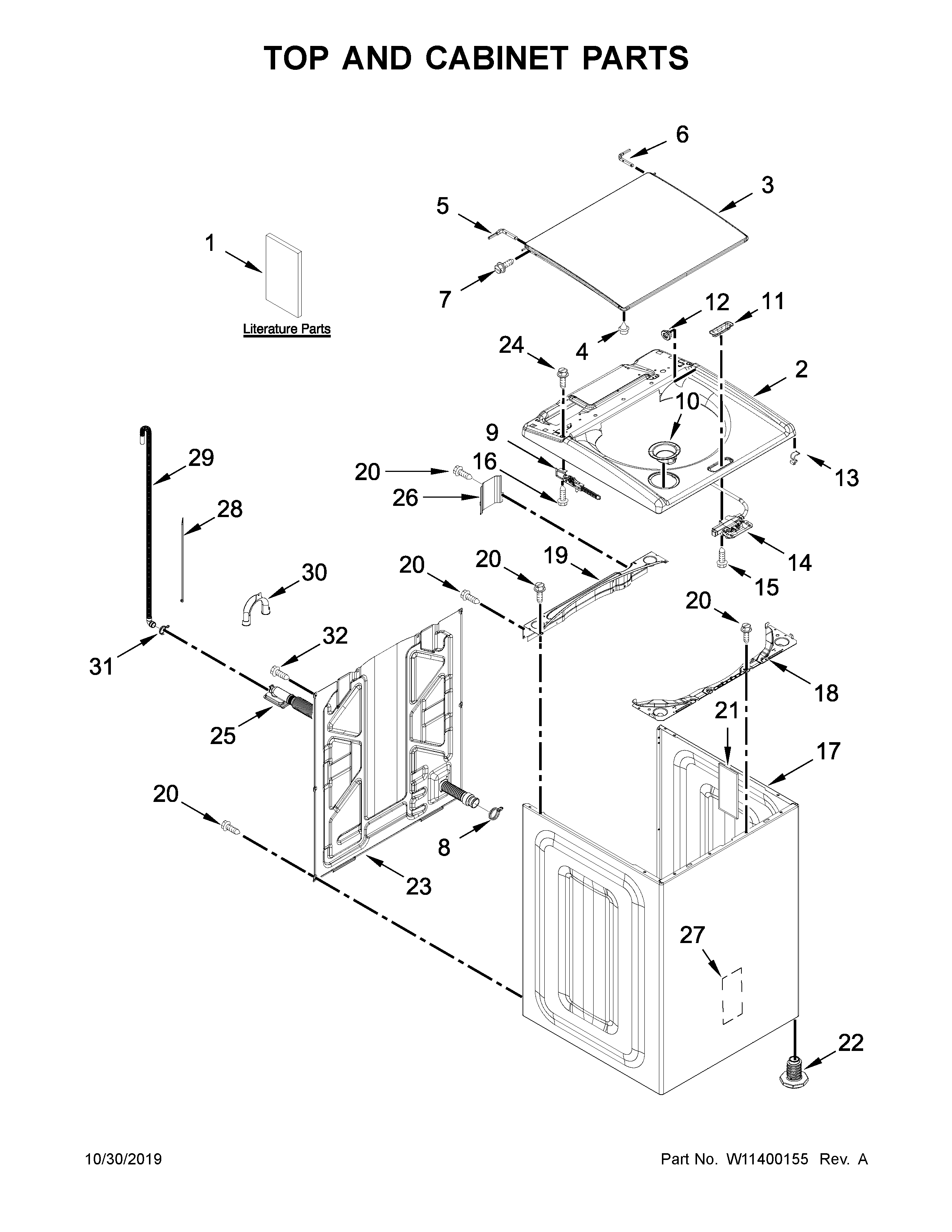 Top and cabinet parts