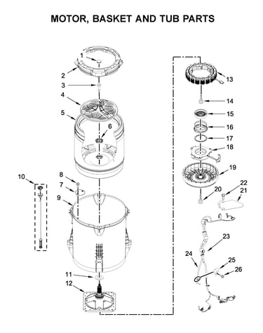 Motor, basket and tub parts