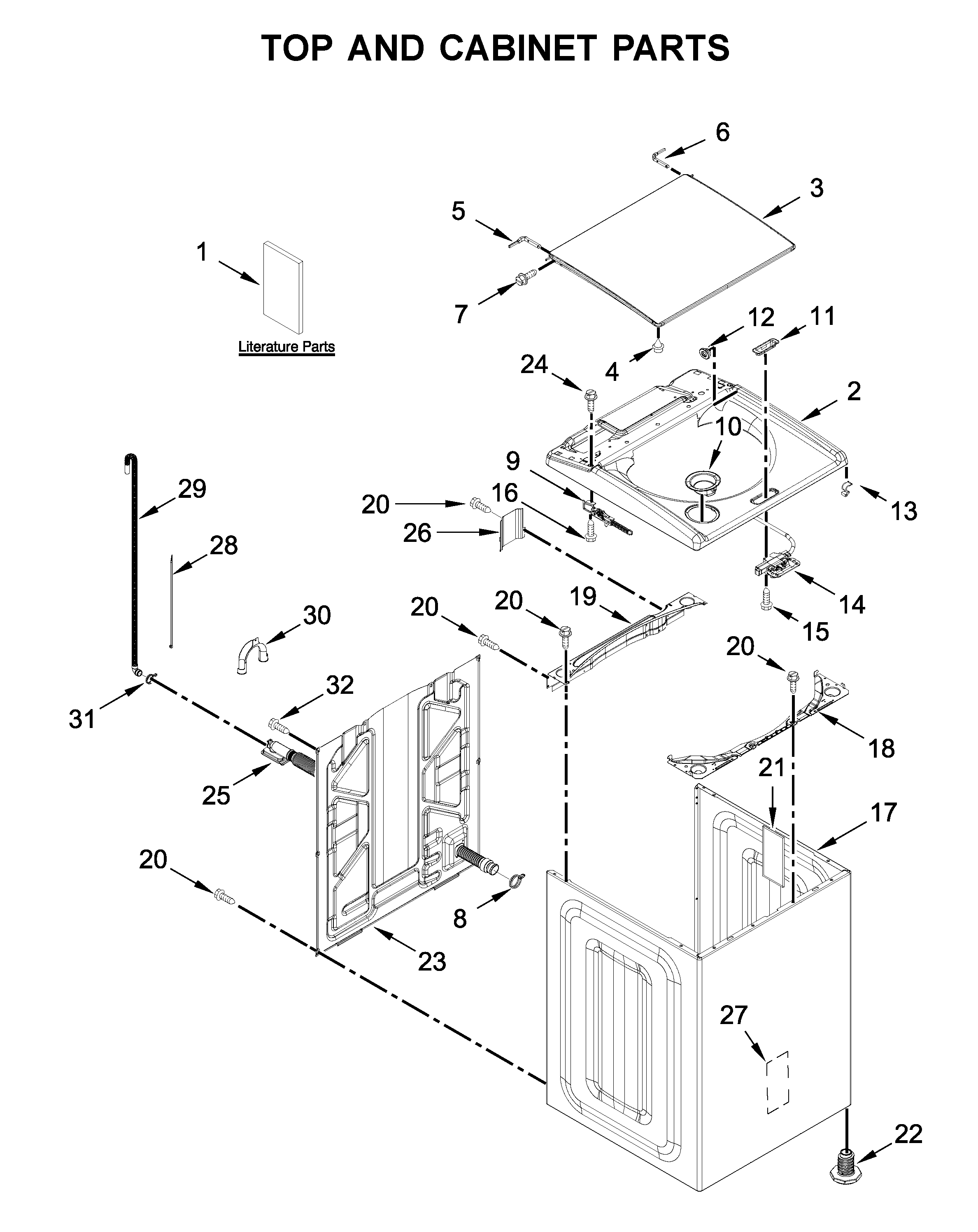 Top and cabinet parts