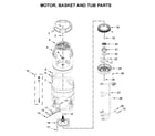 Kenmore 11029132414 motor, basket and tub parts diagram